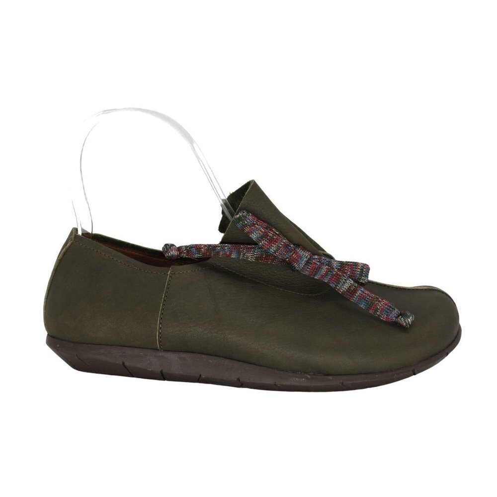SERGIO TOMANI Women's Verde Green Leather Marine Slip On Shoes Size 36 US 6